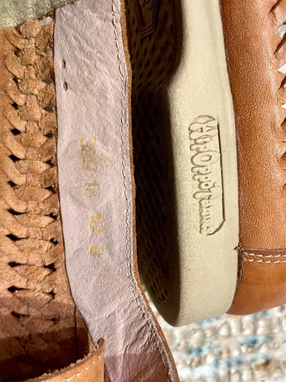 HipOppoTamus Vintage Tan Woven Leather Lace Huarache Oxfords Hand Made in Brazil